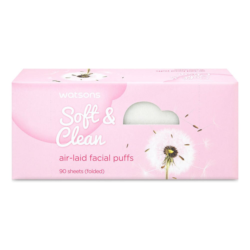 WATSONS, Soft & Clean Air-Laid Facial Puffs Kapas Watsons Tipis 90s